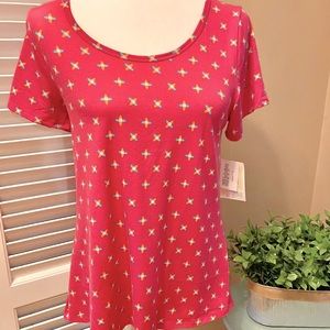 LuLaRoe Classic T Pink orange and teal designs S